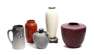 A Group of Weller Pottery Vases, Height of tallest 10 inches.