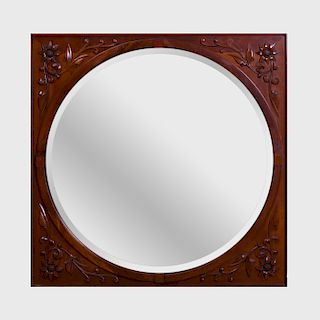 Continental Carved Mahogany Mirror, Modern