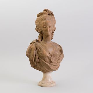 Louis XVI Style Terracotta Bust of Marie Antoinette, After F. Lecomte