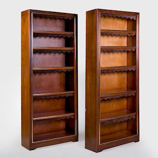 Pair of Modern Brass-Mounted Mahogany Bookcases, in the Manner of Maison Jansen