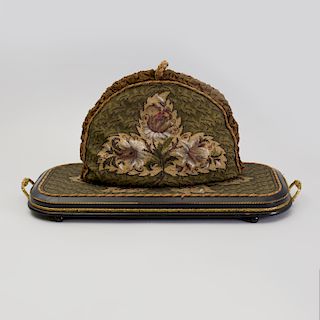 Victorian Beadwork Mounted Ebonized Wood Tray and a Beadwork Tea Cozy