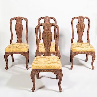 Set of Four Wicker Side Chairs