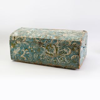 Blue Ground Wallpaper Covered Pine Domed Marriage Chest