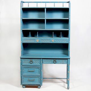 Modern Blue Painted and Parcel-Gilt Desk