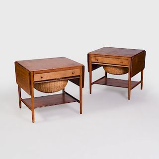 Pair of Modern Danish Teak Drop-Leaf Side Tables, Hans Wegner