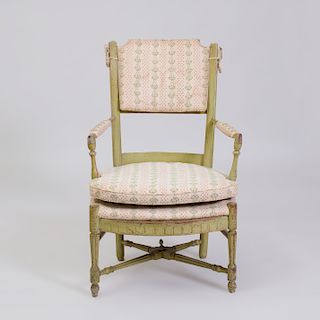 French Provincial Painted Ladderback Armchair
