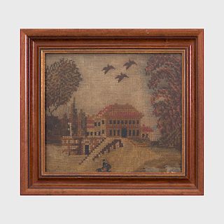 Two Needleworks of Country Scenes, Probably English