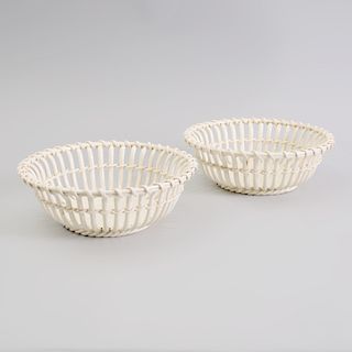 Pair of Royal Vienna Creamware Ribbon Baskets
