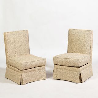 Pair of Upholstered Slipper Chairs, In the Manner of Billy Baldwin