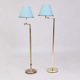 Two Similar Brass Floor Lamps