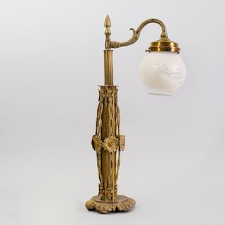 Victorian Style Gilt-Metal and Frosted Glass Lamp
