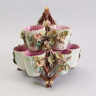 Continental Majolica Tiered Plant Stand
