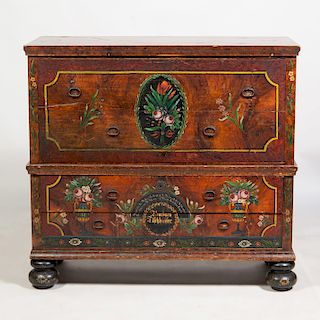 German Baroque Style Painted Tall Chest