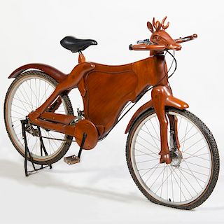 Indonesian Carved Teak Bicycle
