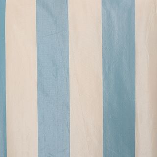Group of Six French Blue and Cream Striped Silk Curtains