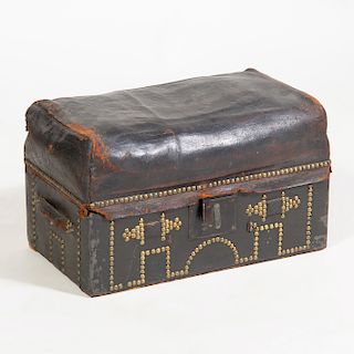 American Brass Studded Leather Trunk