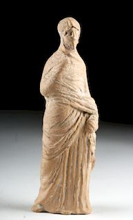 Greek Tanagra Terracotta Votive Figure - Shrouded Woman