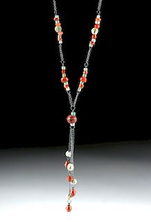 Sumerian Carnelian, Faience, & Paste Glass Necklace
