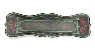 An Arts and Crafts Bronze Pen Tray, Length 9 7/8 inches.