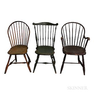 Three Turned Windsor Chairs