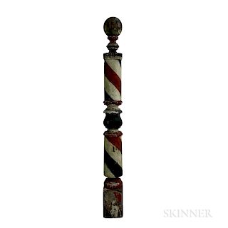 Large Painted and Turned Pine Barber Pole