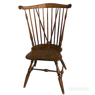 Turned and Carved Braced Fan-back Windsor Side Chair
