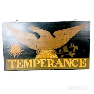 Paint-decorated and Stenciled "Temperance" Sign