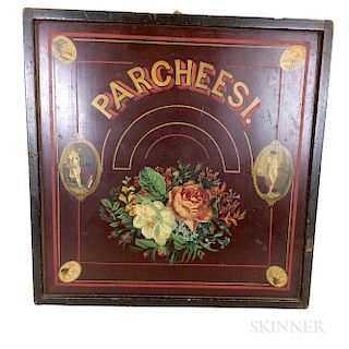Painted and Lithographed Wood Parcheesi Board