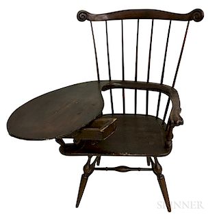 Stained Maple and Pine Writing-arm Windsor Chair