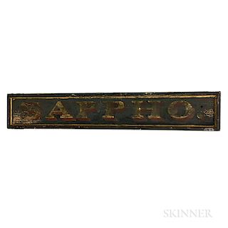 Stenciled, Painted, and Gilt Pine "SAPPHO" Sign