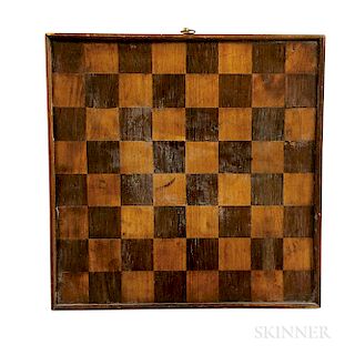 Small Inlaid Maple and Rosewood Veneer Checkerboard