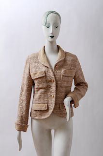 Chanel Boutique Beige Tweed Jacket
