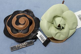 Chanel Vintage Leather Camellia Flower Brooches, 2