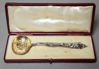 English Sterling Silver Pierced Serving Spoon