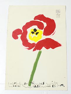 Michaele Vollbracht "Red tulip" Acrylic on Paper