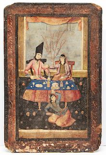 Persian Two-Sided Painting Gilt & Tempera, Antique