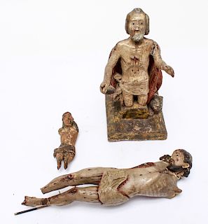 Mesoamerican Santos Christ Carved Wood Figures, 3