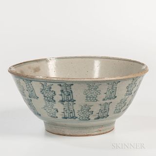 Large Blue and White Swatow Bowl