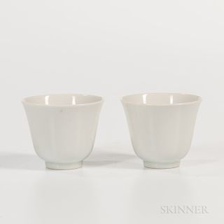 Pair of White Porcelain Wine Cups