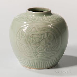 Celadon-glazed Jar