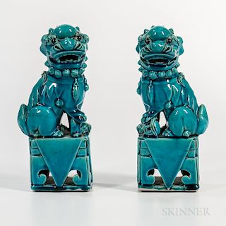 Pair of Turquoise-glazed Foo Dogs