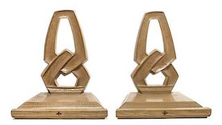 A Pair of Mid-Century Wooden Bookends, Height 13 1/2 inches.