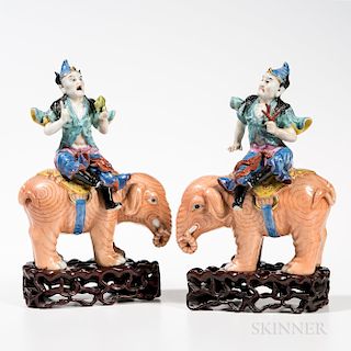 Pair of Famille Rose Export Porcelain Figurines