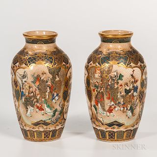 Pair of Small Satsuma Vases