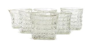 A Set of Six Glass Tumblers, Height 3 inches.