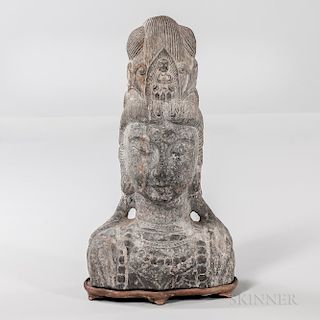 Limestone Head Bust of Guanyin