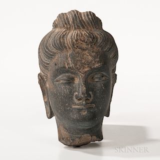Gandharan Gray Schist Buddha Head