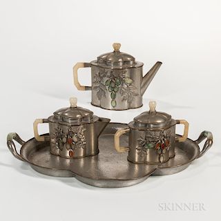 Export Pewter Tea Set with Tray