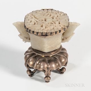 Silver-mounted Jade Inkwell