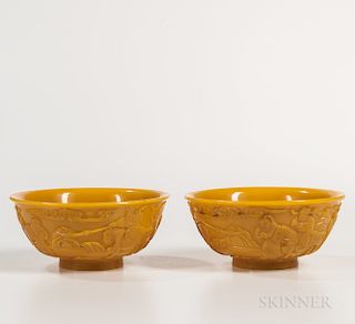 Pair of Yellow Peking Glass Bowls
